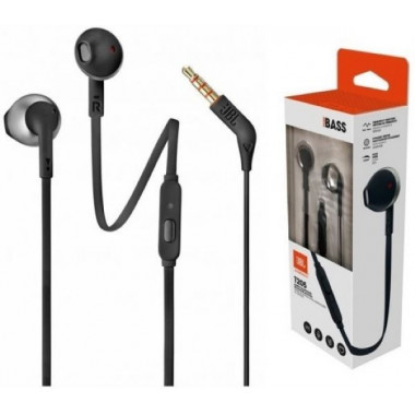 Гарнитура JBL T205  черные вкладышы  20-22000Гц, 100дБ, 16Ом, кабель 1.2м
